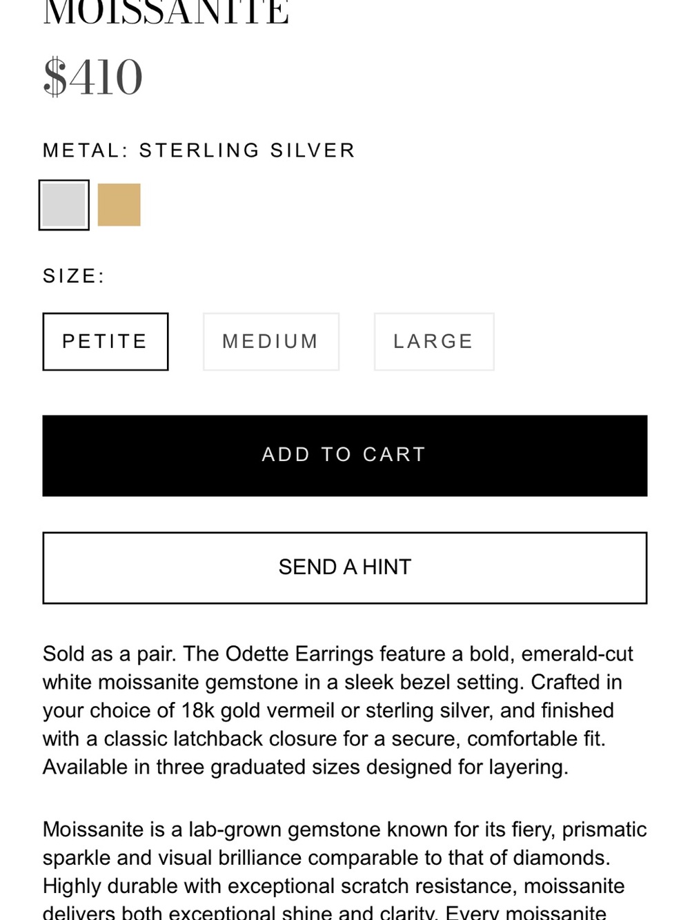 The Odette Dorsey Earrings in Moissanite - Picture 2 of 4